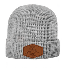 Load image into Gallery viewer, Leather Patch Waffle Knit Beanie
