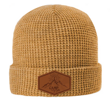 Load image into Gallery viewer, Leather Patch Waffle Knit Beanie
