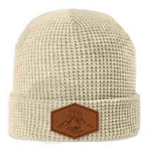 Load image into Gallery viewer, Leather Patch Waffle Knit Beanie
