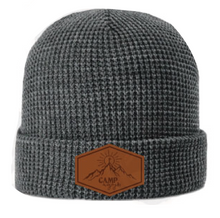 Load image into Gallery viewer, Leather Patch Waffle Knit Beanie
