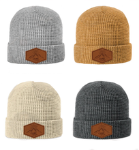 Load image into Gallery viewer, Leather Patch Waffle Knit Beanie
